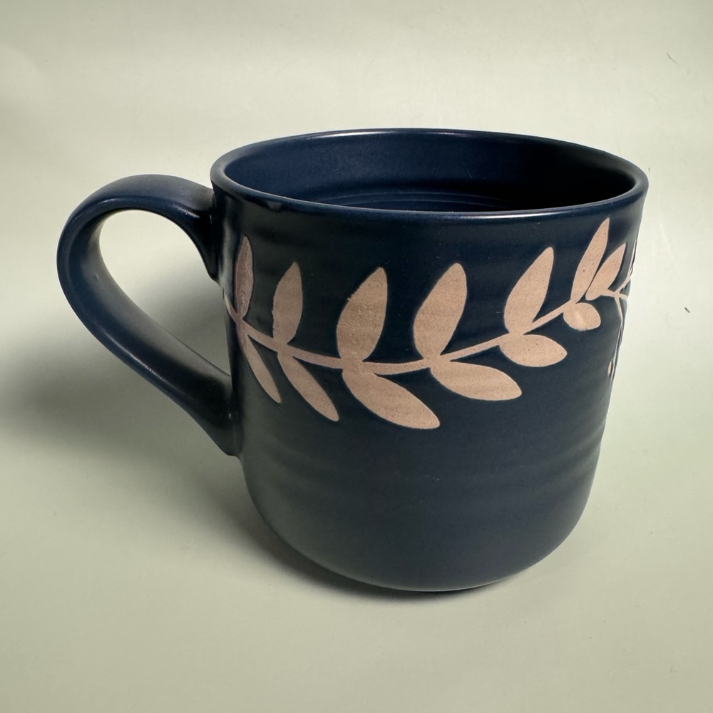 Blue and Tan Leaf Mug